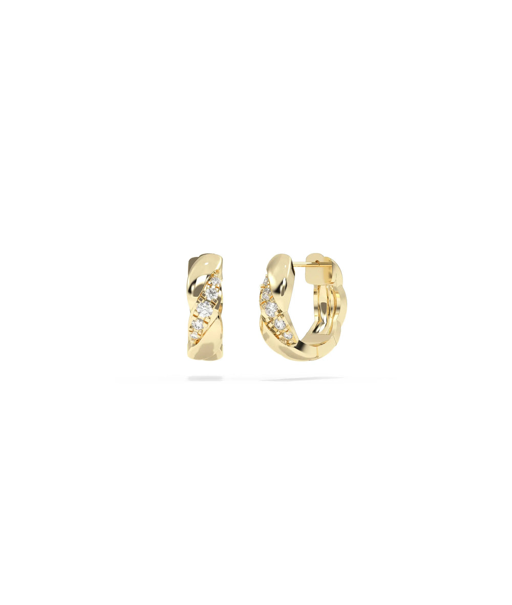 Diamond Twist Hoop Earring - 79e | Everyday 14K Gold Jewelry