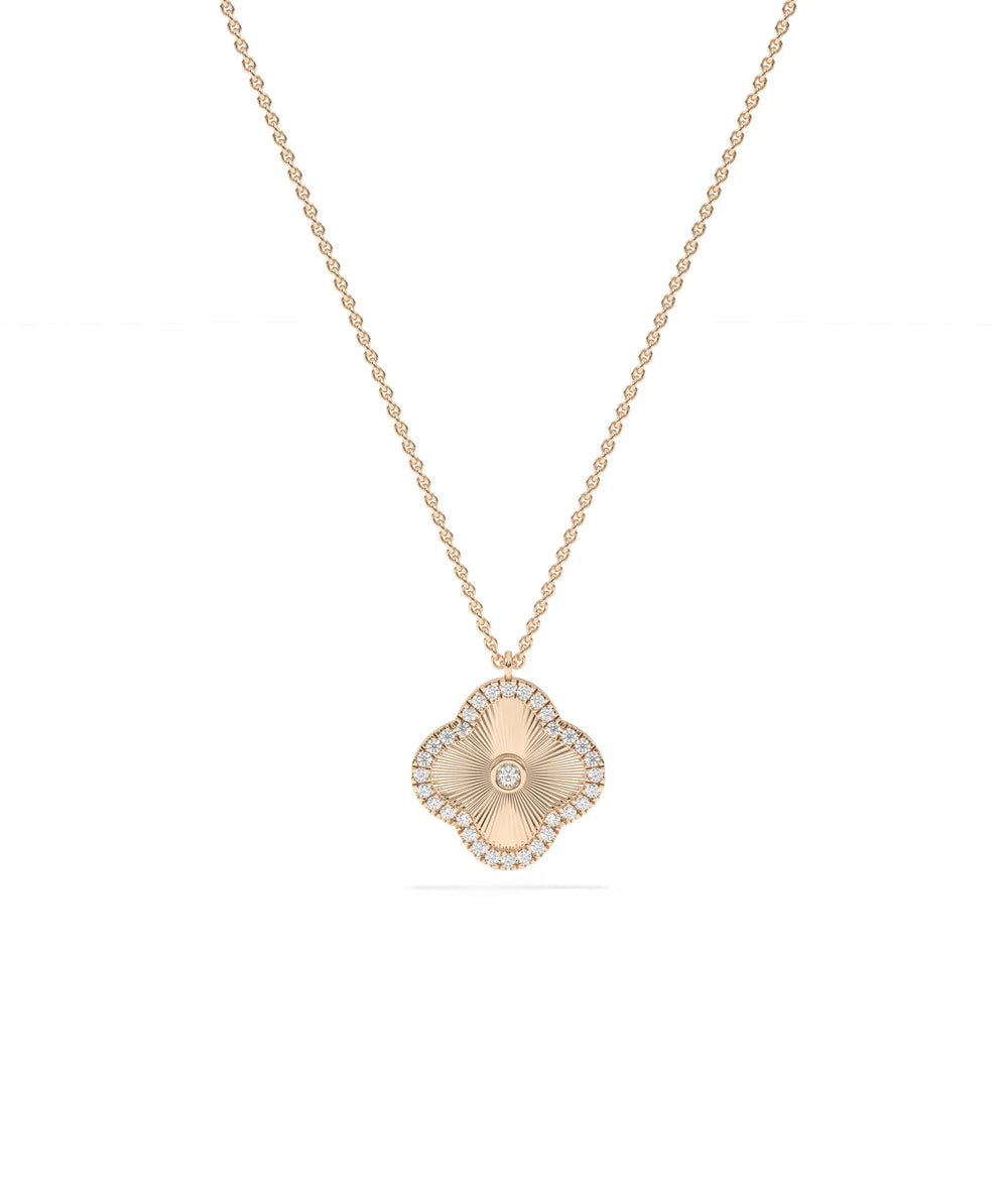 Rose gold Diamond Fluted Clover Charm featuring sparkle
