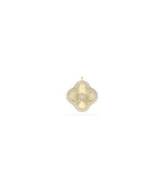 Diamond Fluted Clover Charm yellow gold lucky dimensional elegant