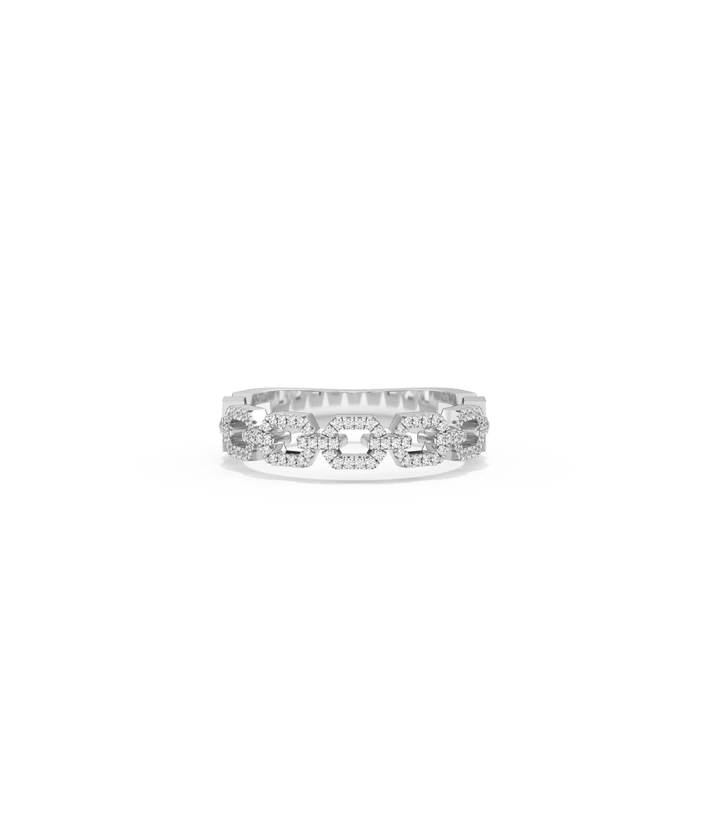 Diamond Pave Link Ring white gold with continuous sparkling pave diamond links
