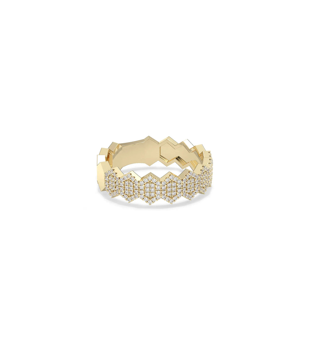 Geometric band ring side profile displaying 5.5mm width and structured design