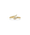 Diamond Fluted Snake Ring yellow gold front view showcasing serpent motif design