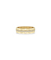 Diamond Line with Faceted Gold Band Ring yellow gold front view showing geometric texture
