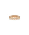 Rose gold faceted band ring featuring continuous diamond line accent