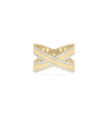 2 Line Diamond Criss Cross Ring yellow gold front view showcasing intersecting diamond lines