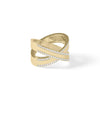 Criss cross diamond ring side angle displaying 13.4mm width and geometric profile