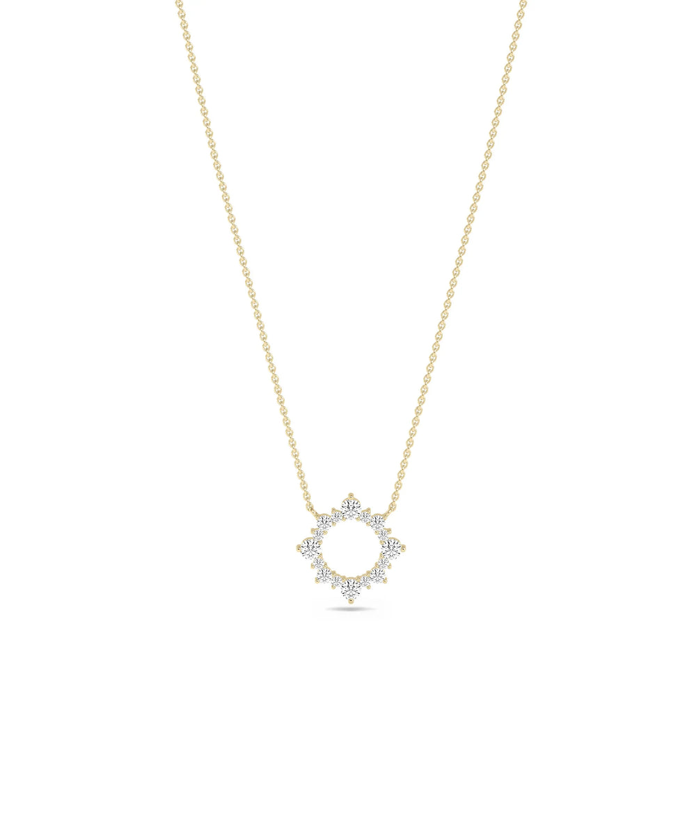 Diamond Circle Star yellow gold celestial meaningful elegant