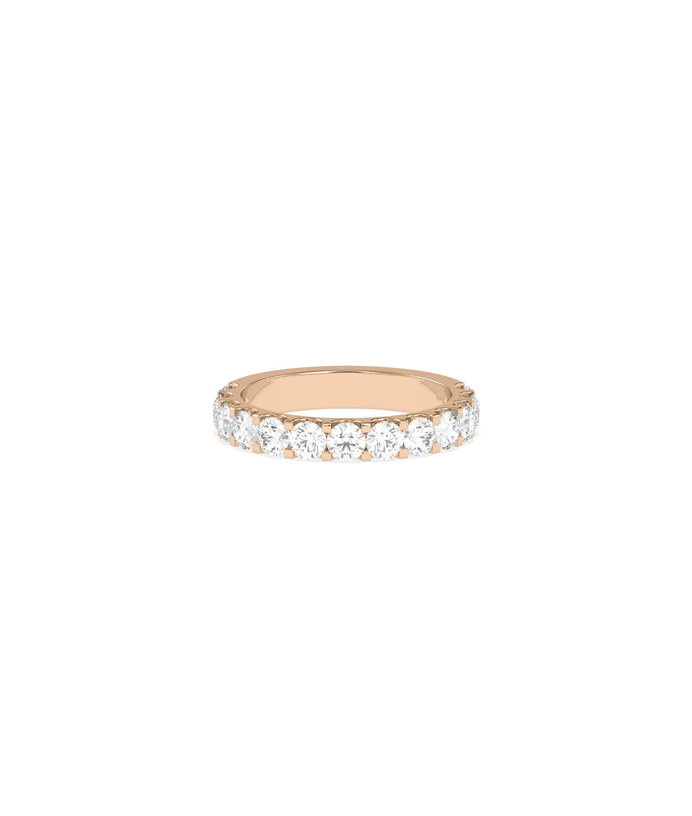 Rose gold Diamond Half Eternity Band Ring with continuous diamond row