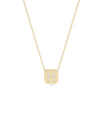 Diamond Initial Biscuit yellow gold personalized classic elegant