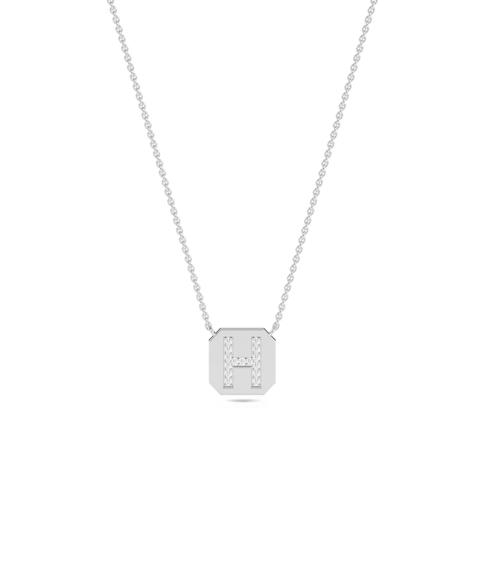 White gold Diamond Initial Biscuit personalized design
