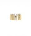 Custom Initial Pave Wide Band Ring in yellow gold with personalized diamond initial