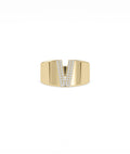Custom Pave Diamond Initial Wide Band Ring
