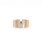 Rose gold Custom Initial Pave Wide Band Ring with bold personalized letter design