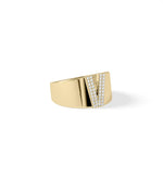 Side view of Custom Initial Pave Wide Band Ring showing 11mm band width