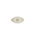 Diamond Baguette Cluster & Pave Cushion Signet Ring