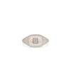 Rose gold Diamond Baguette Cluster and Pave Cushion Signet Ring with geometric baguettes