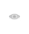 Diamond Baguette Cluster and Pave Cushion Signet Ring in white gold with pavé base