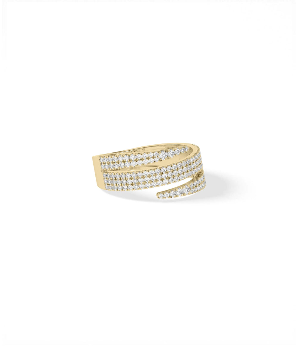 Side view of Diamond Pave Swirl Ring showing 6.4mm width and swirl pattern