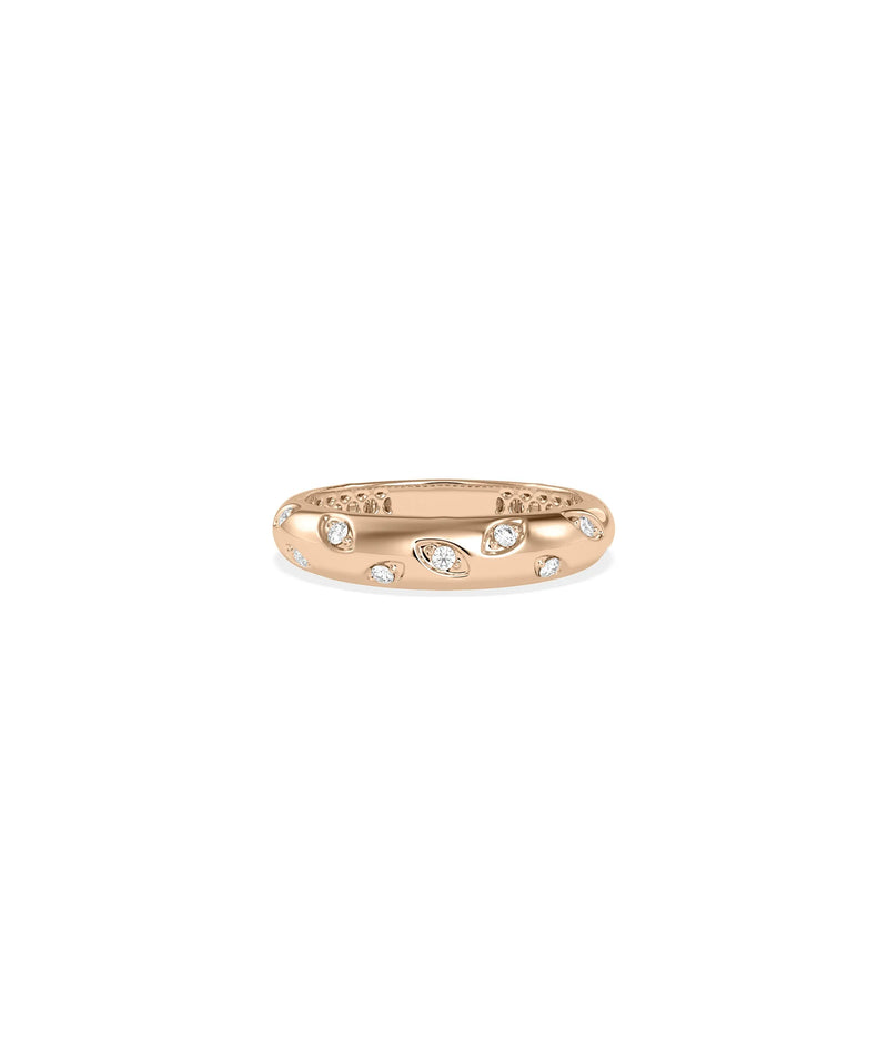 Rose gold Diamond Dome Ring with contemporary three-dimensional styling