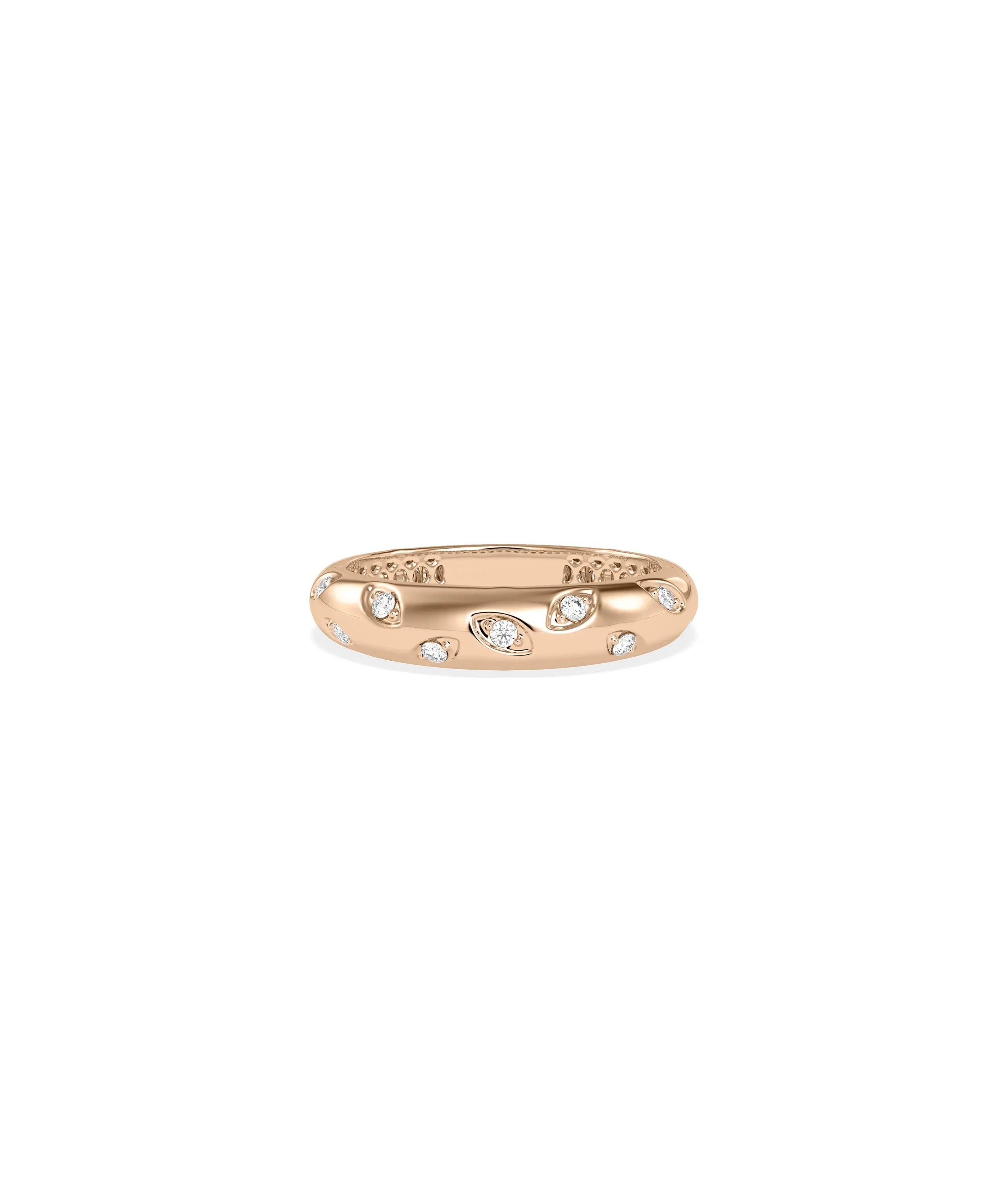 Rose gold Diamond Dome Ring with contemporary three-dimensional styling