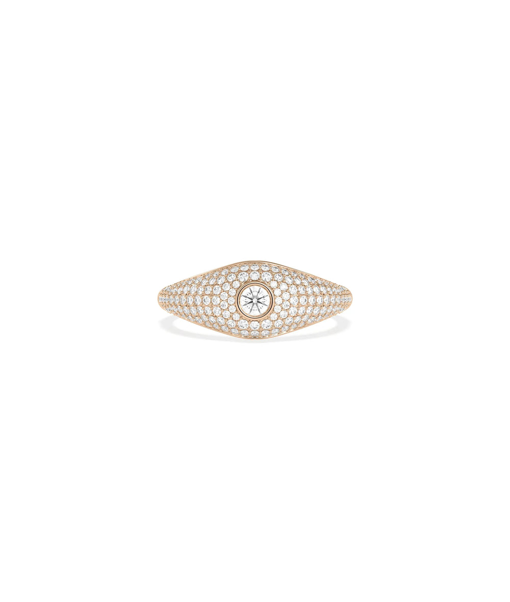 Rose gold Diamond Solitaire and Pave Dome Ring featuring solitaire and dome sparkle