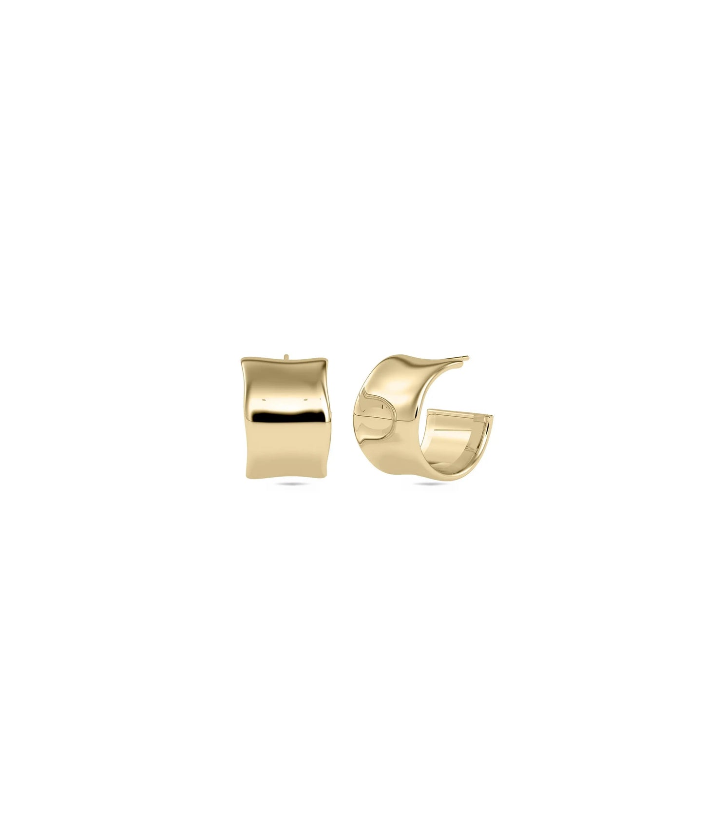 Wide Groovy Gold Half Hoop Earring - 79e | Everyday 14K Gold Jewelry