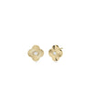 Clover Fluted Diamond Solitaire Stud Earring yellow gold showcasing clover design