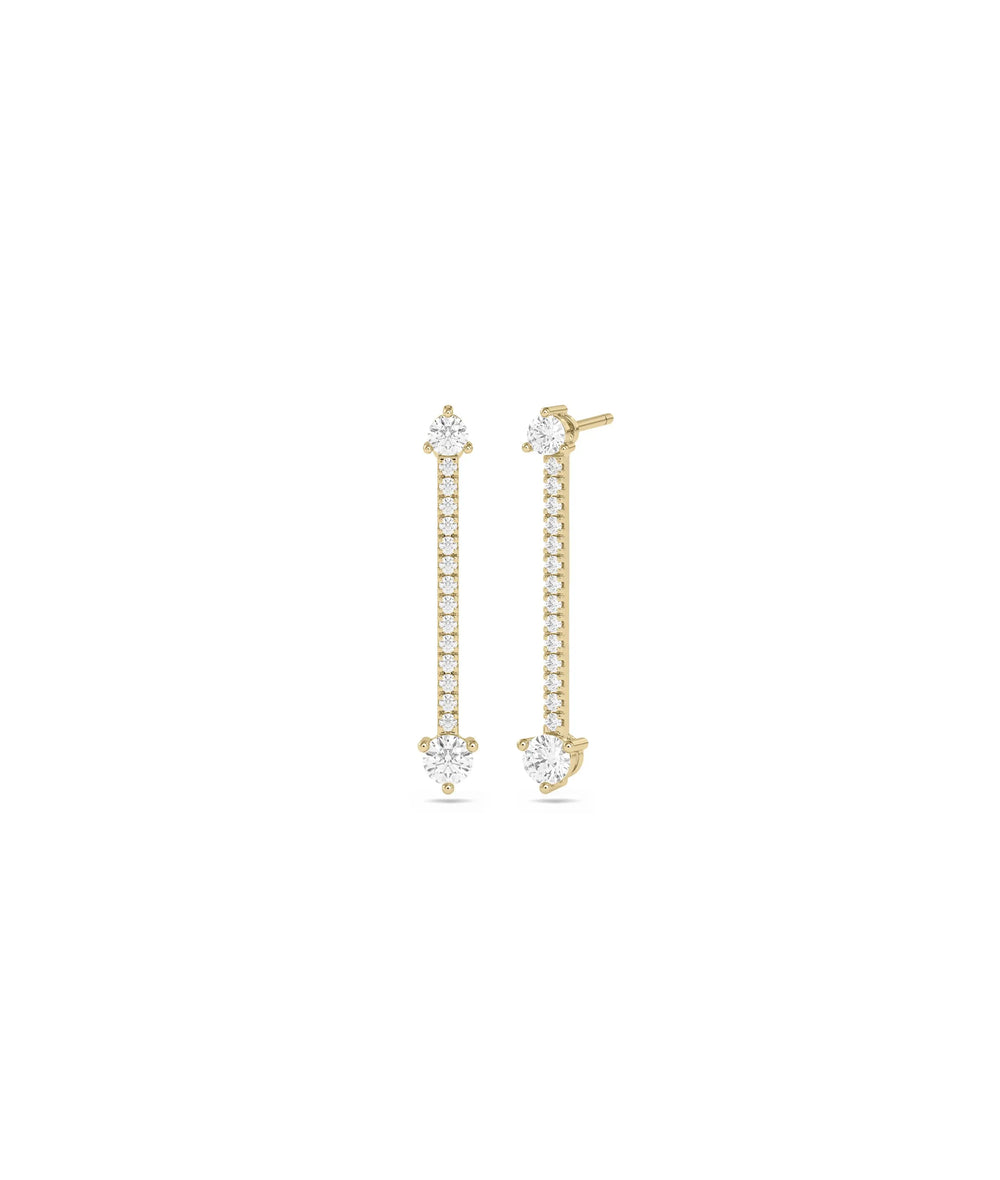 Diamond Solitaire and Dangle Earring yellow gold showcasing stud with dangle design