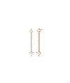 Rose gold diamond earrings featuring solitaire studs with elegant dangle elements