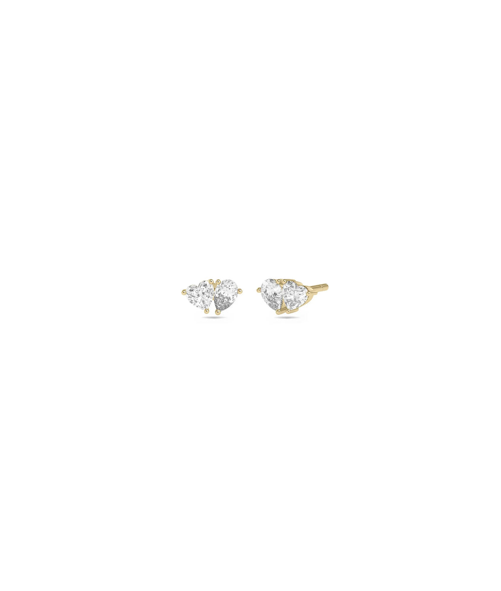 2 Stone Diamond Solitaire Stud Earring yellow gold showcasing dual diamond design