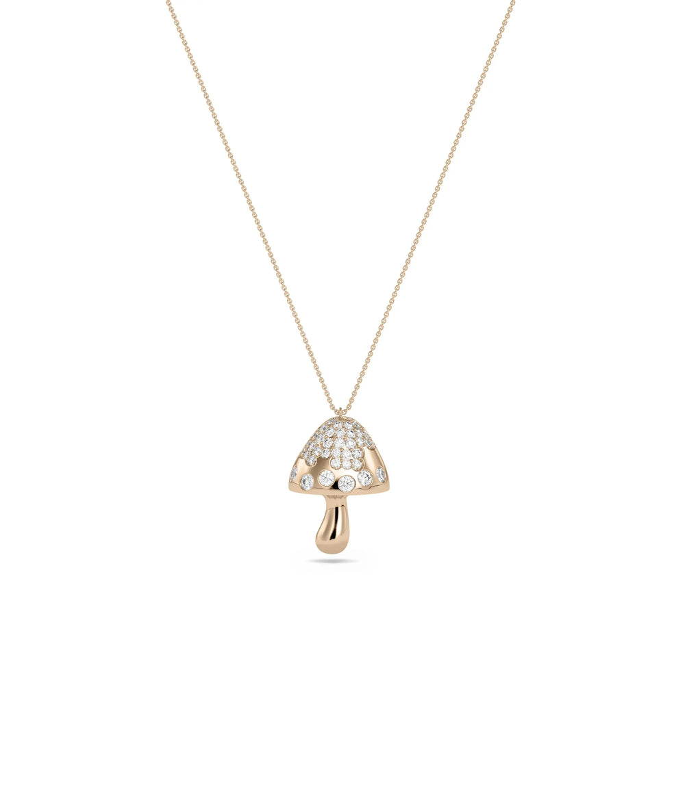 Rose gold Diamond Mushroom Pendant featuring sparkle