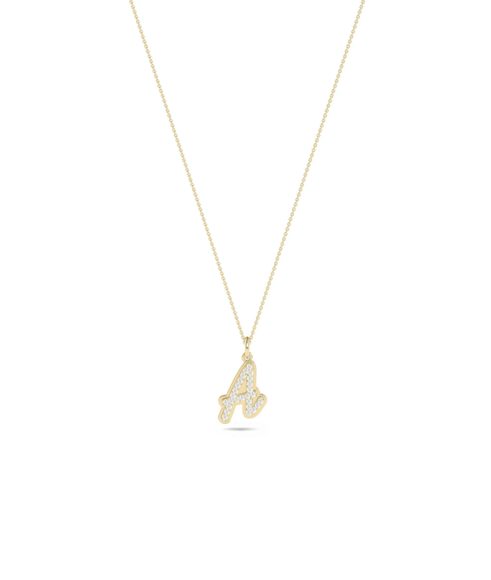 Embossed pave initial diamonds Petite Dainty Classic Statement close-up