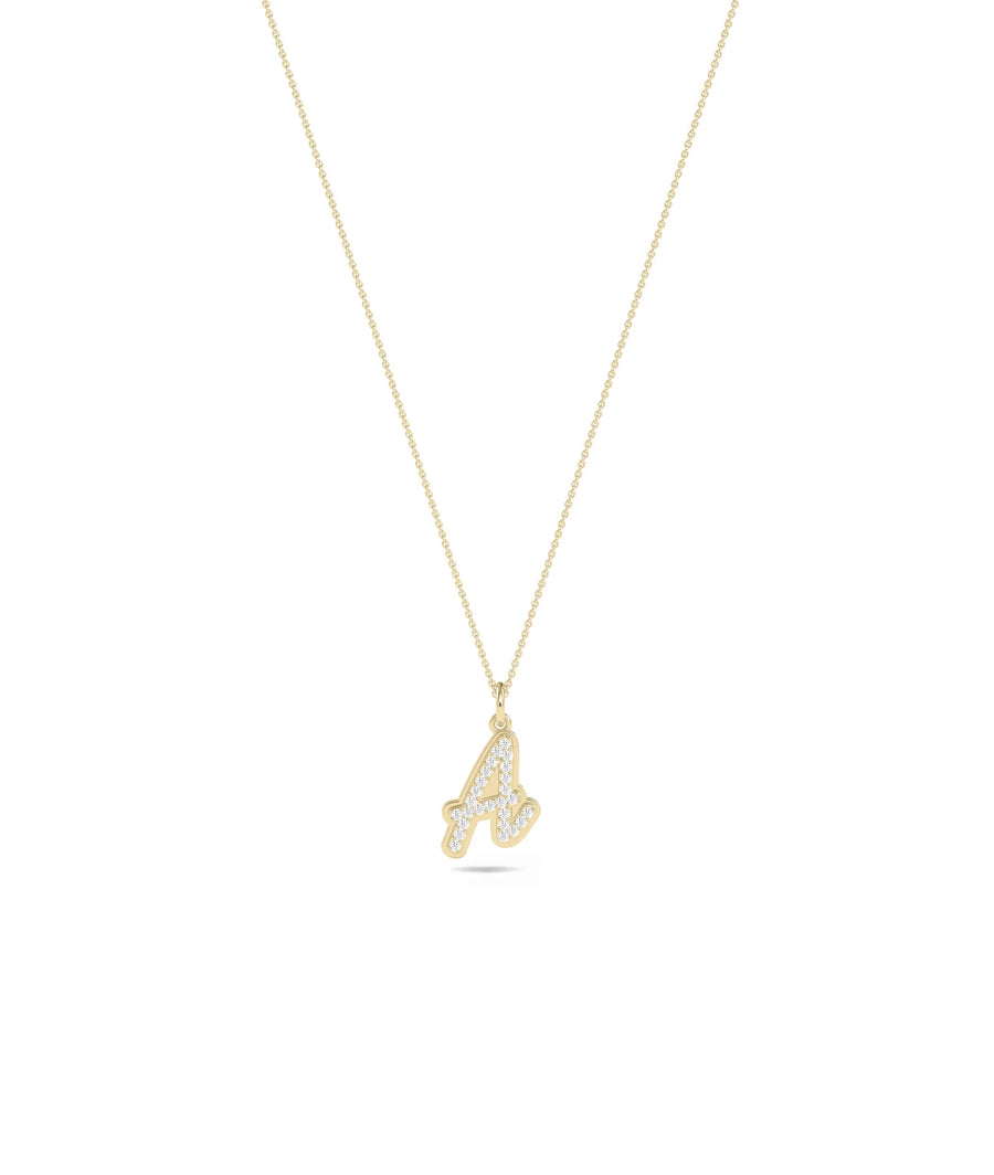 Embossed pave initial diamonds Petite Dainty Classic Statement close-up