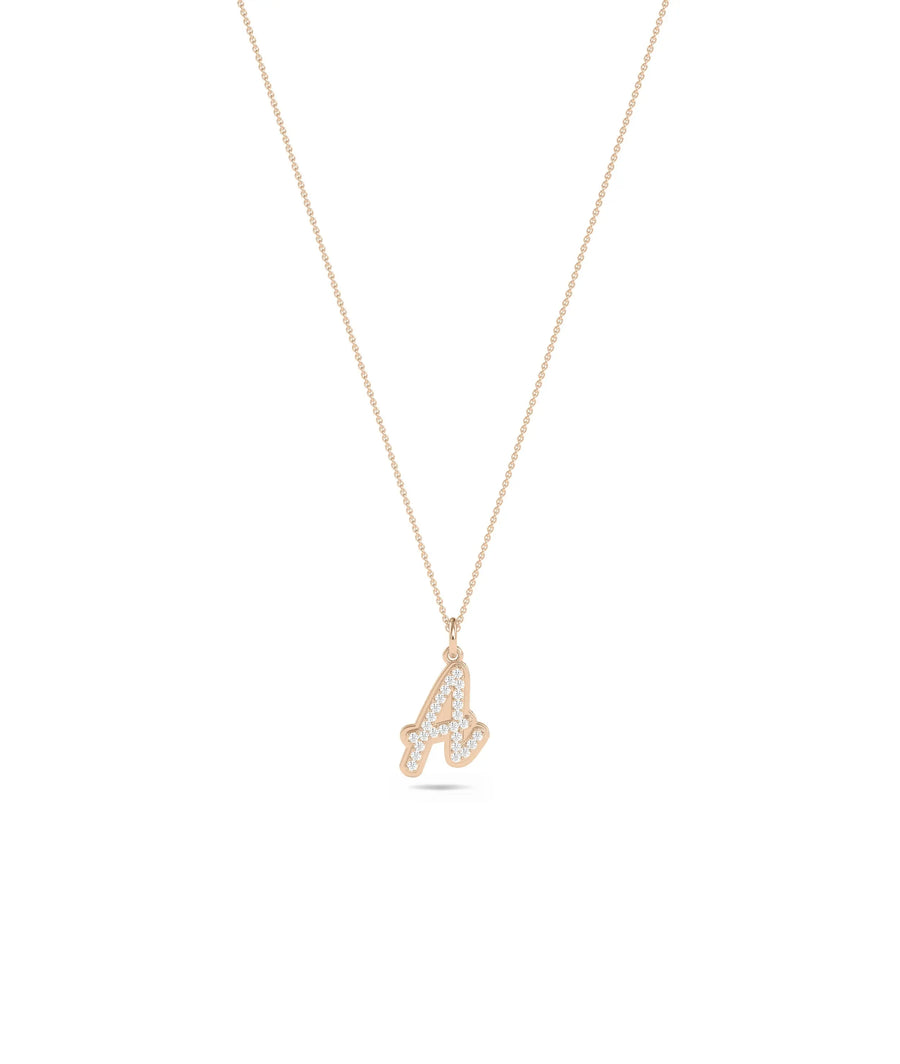 Rose gold Custom Embossed Diamond Initial featuring texture sparkle