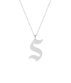 White gold Gothic Pave Initial Charm distinctive design