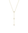 3 Diamond Solitaire Dangle yellow gold elegant flowing sparkle