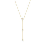 3 Diamond Solitaire Dangle yellow gold elegant flowing sparkle
