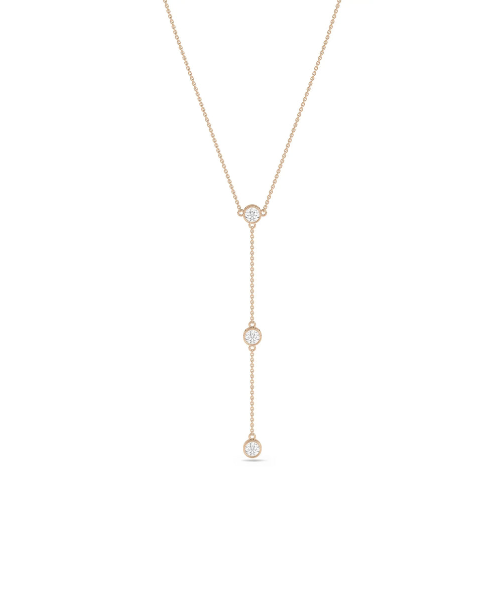 Rose gold 3 Diamond Solitaire Dangle featuring brilliance