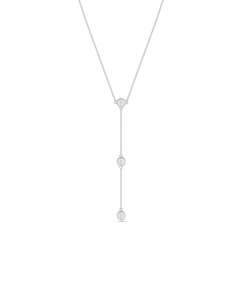 White gold 3 Diamond Solitaire Dangle graceful design