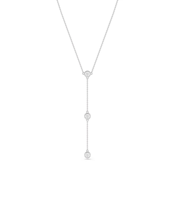 White gold 3 Diamond Solitaire Dangle graceful design alternate view