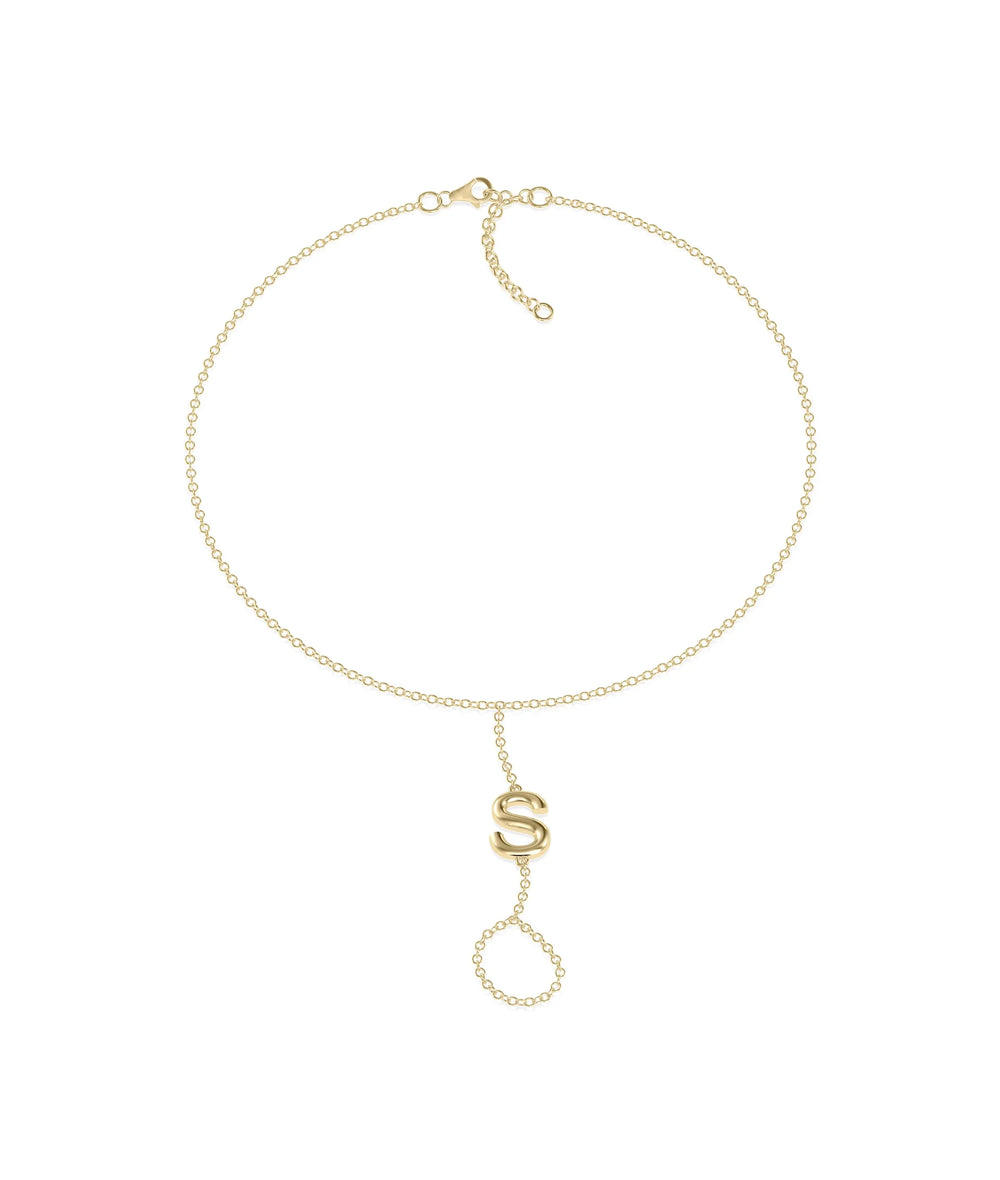 Custom Gold Initial Hand Ring yellow gold personalized handcrafted