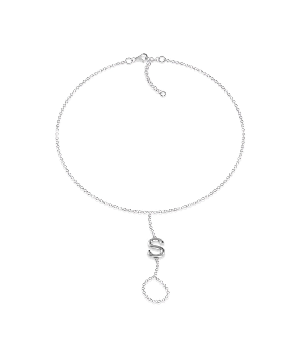 White gold Custom Initial Hand Ring personalized artisanal design