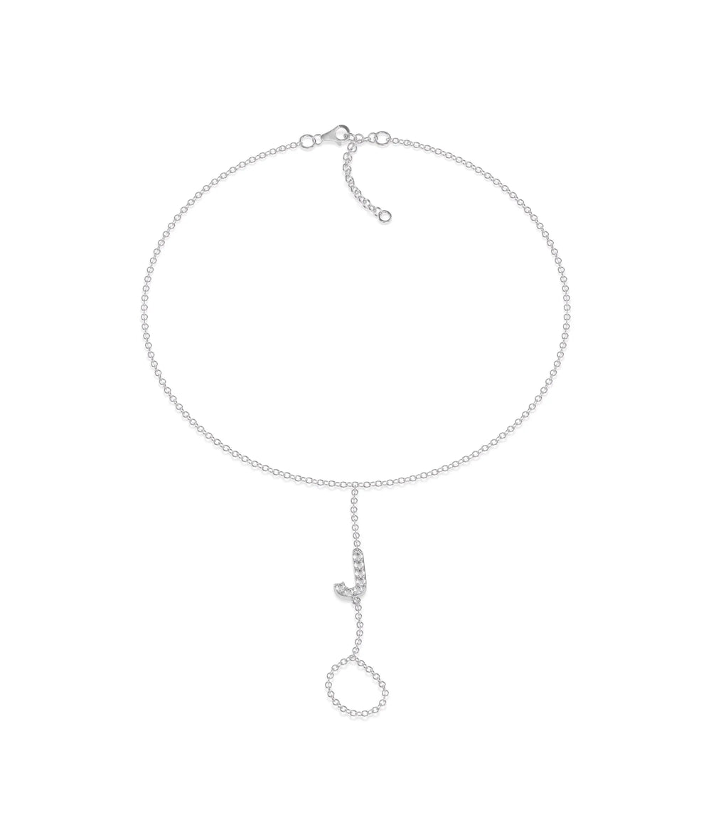 Custom Diamond Initial Bracelet Ring in white gold featuring diamond-set initial