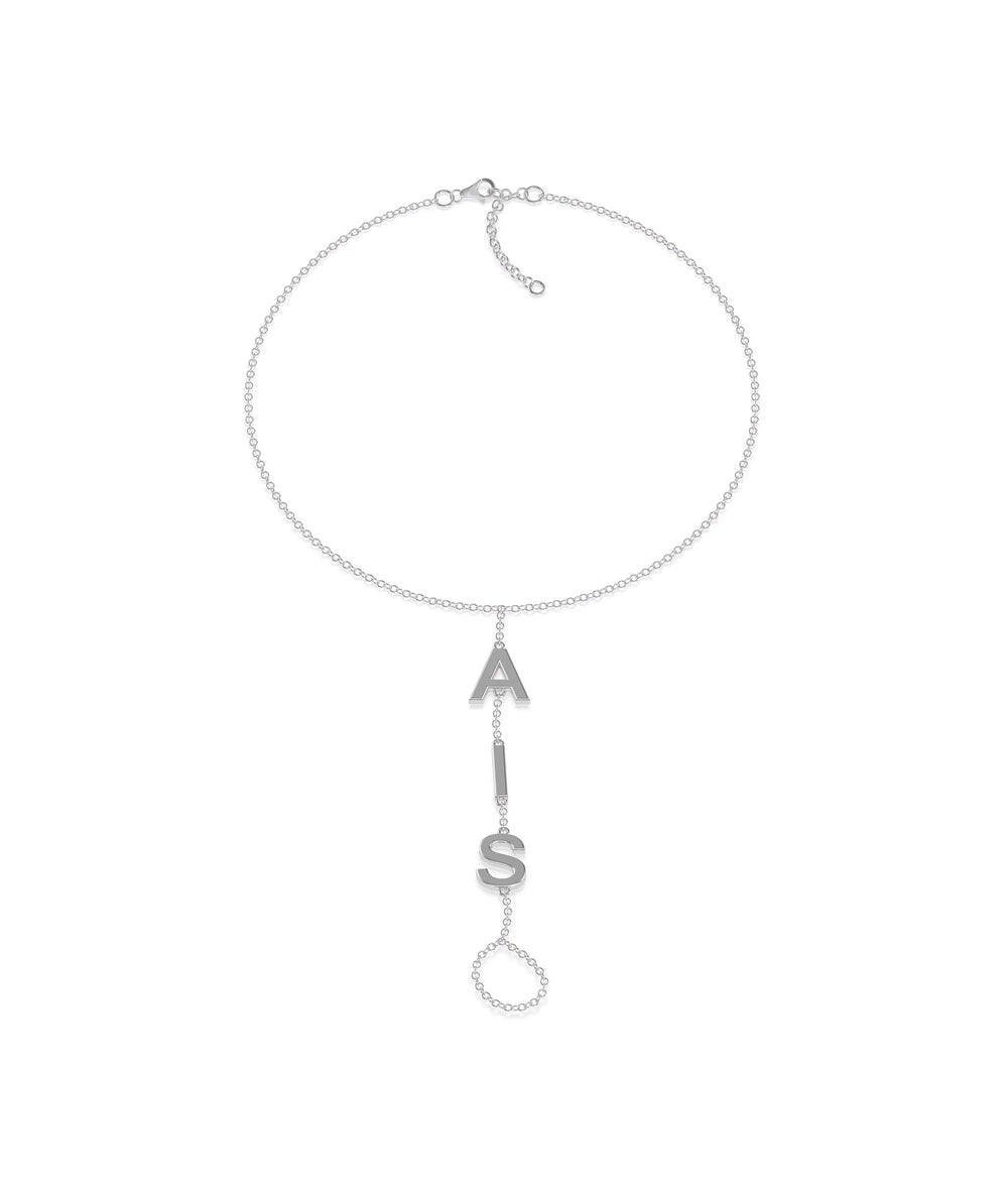 Custom Gold Initials Bracelet Ring white gold featuring three custom initials