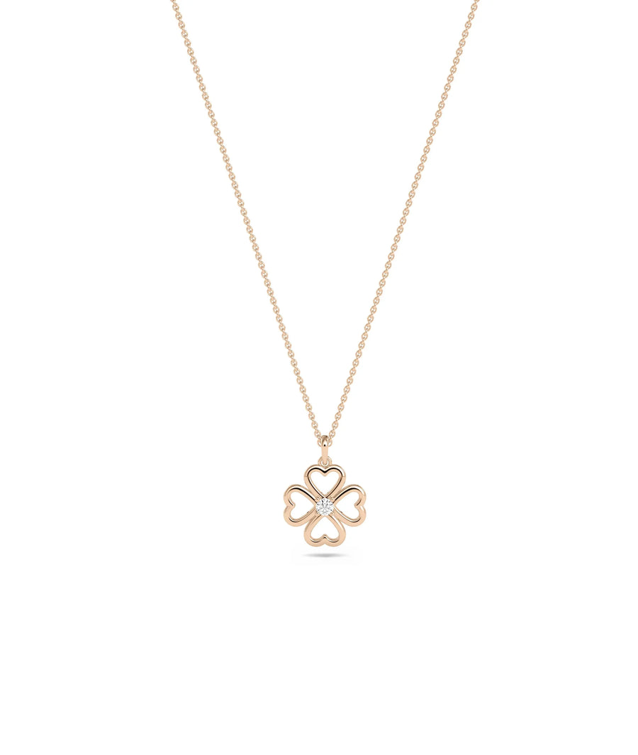 Rose gold Hearts Diamond Solitaire Charm featuring sparkle