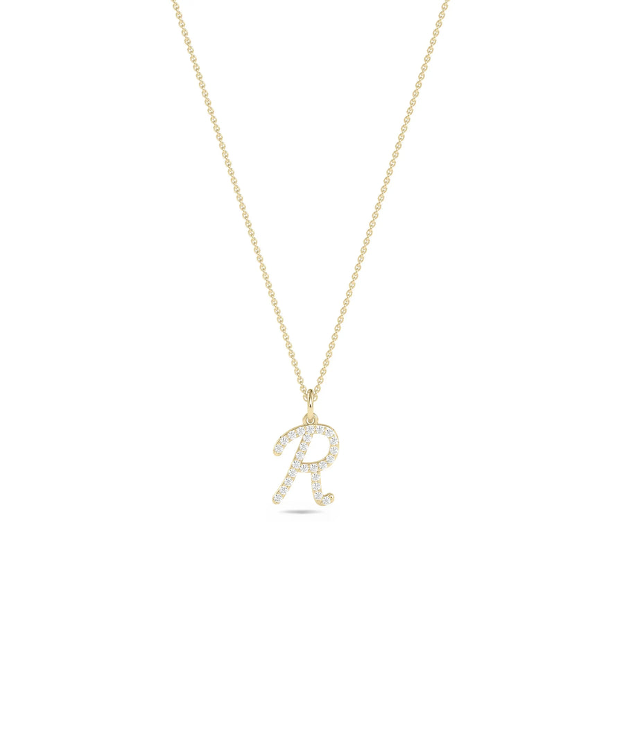 Pave initial charm diamonds 11mm 0.09 ctw close-up