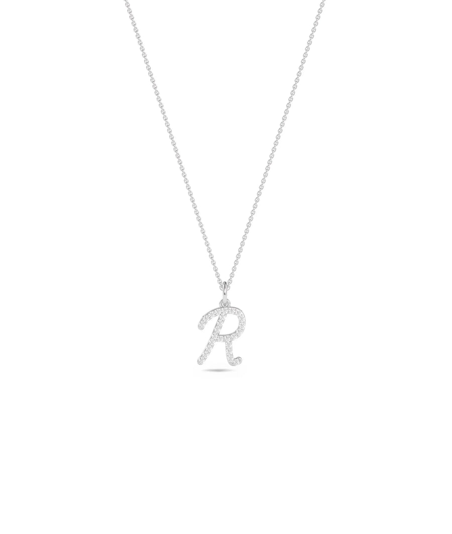 White gold Diamond Pave Initial Charm personalized design