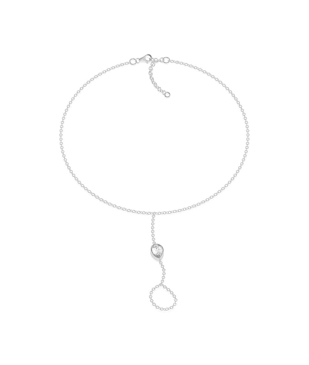 Diamond Solitaire Bezel Bracelet Ring in white gold featuring hand jewelry design