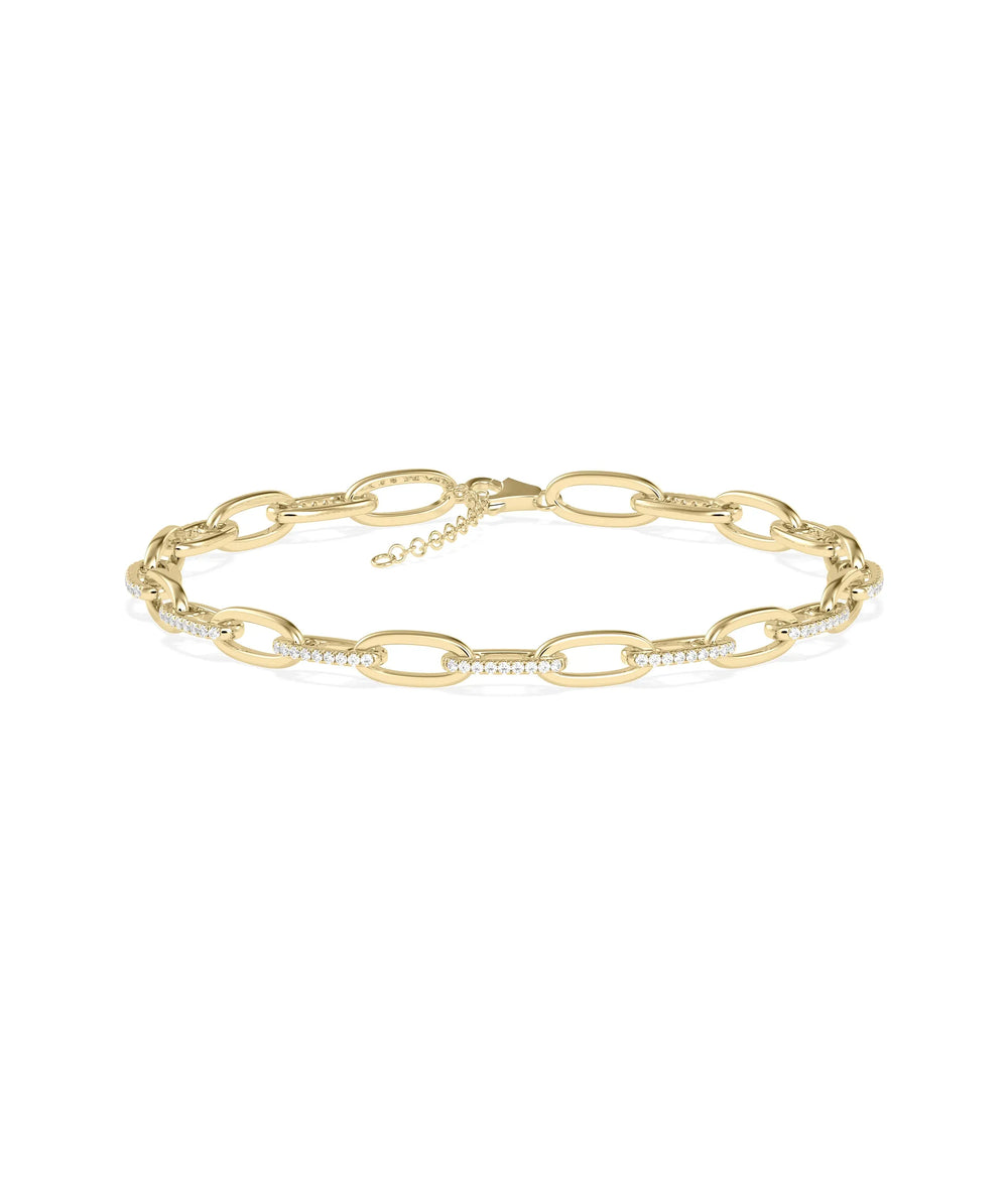 Diamond Paper Clip Bracelet - 79e | Everyday 14K Gold Jewelry