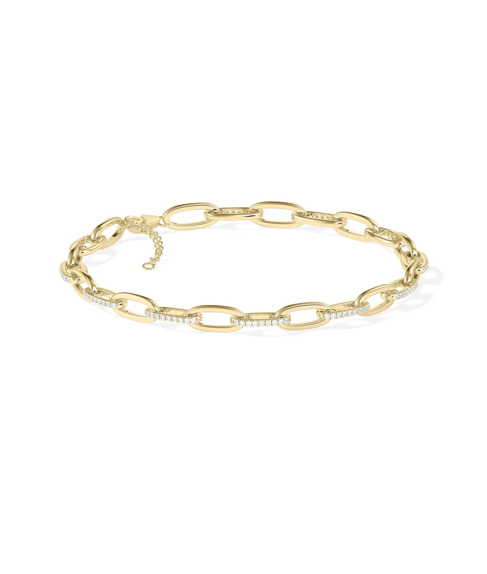 Diamond Paper Clip Bracelet - 79e | Everyday 14K Gold Jewelry
